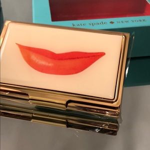 Kate Spade Business Card Holder - Lips & Gold